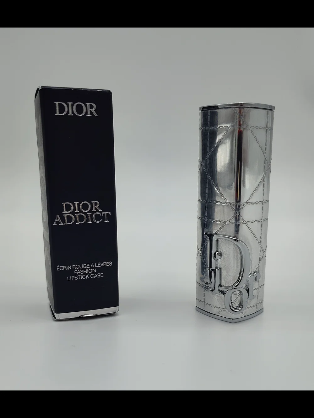 DIOR Addict Silver Cannage Lipstick Case CD Logo Japan Rare Beauty Luxe NIB